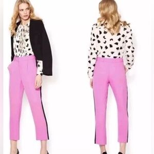 Diane von Furstenberg Pink Tuxedo Stripe Trousers Slim Leg Pink Pants Size 8